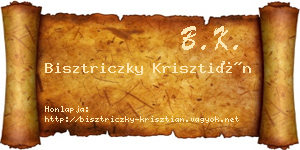Bisztriczky Krisztián névjegykártya